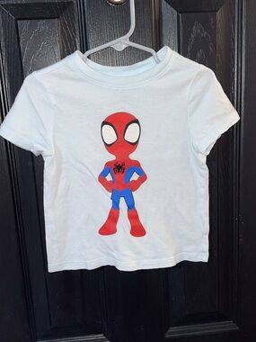 Kids Light Blue T-Shirt with Red & Blue Spider Graphic
